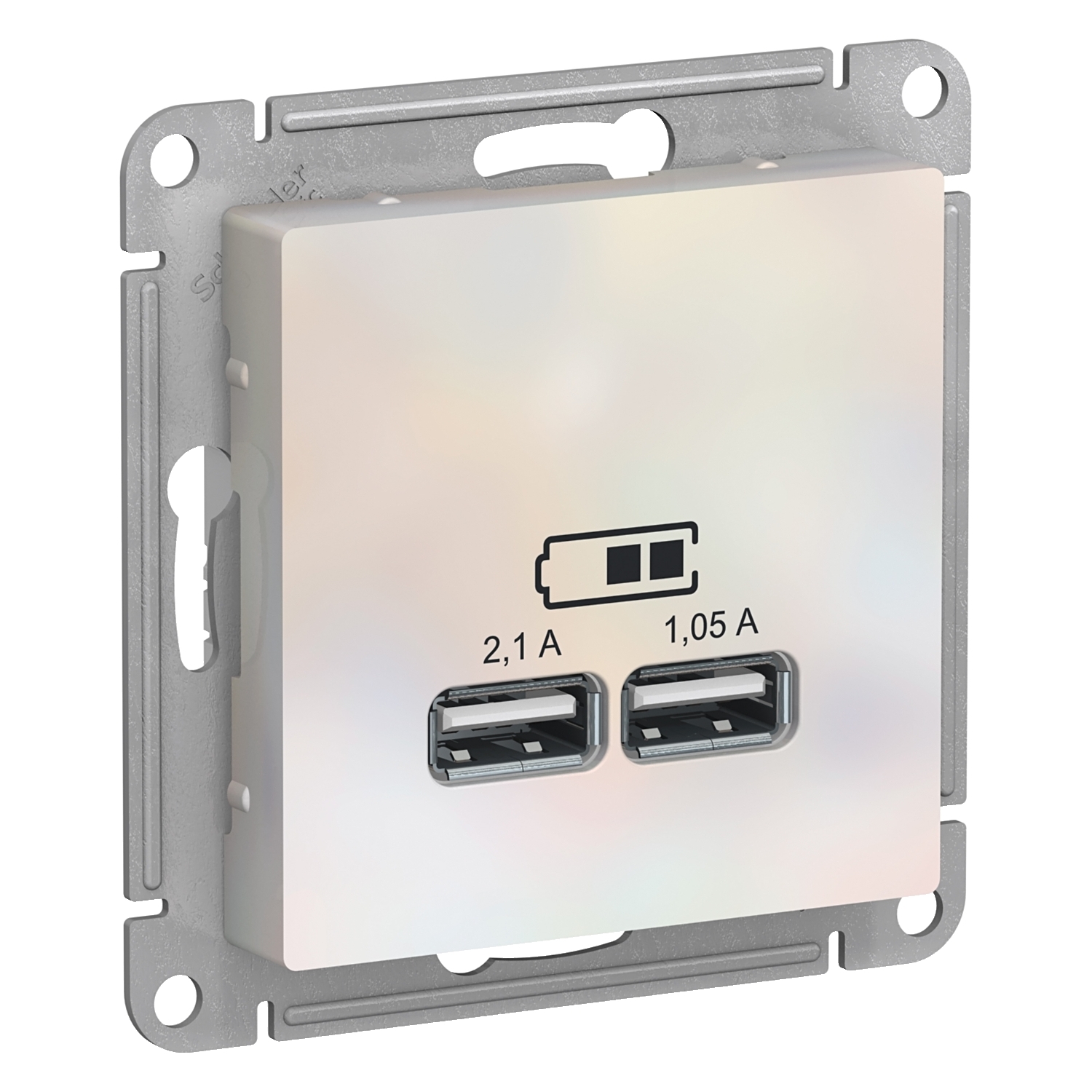 Розетка USB 2гн (1,05А; 2,1A) с/у жемчуг механизм AtlasDesign Schneider Electric 